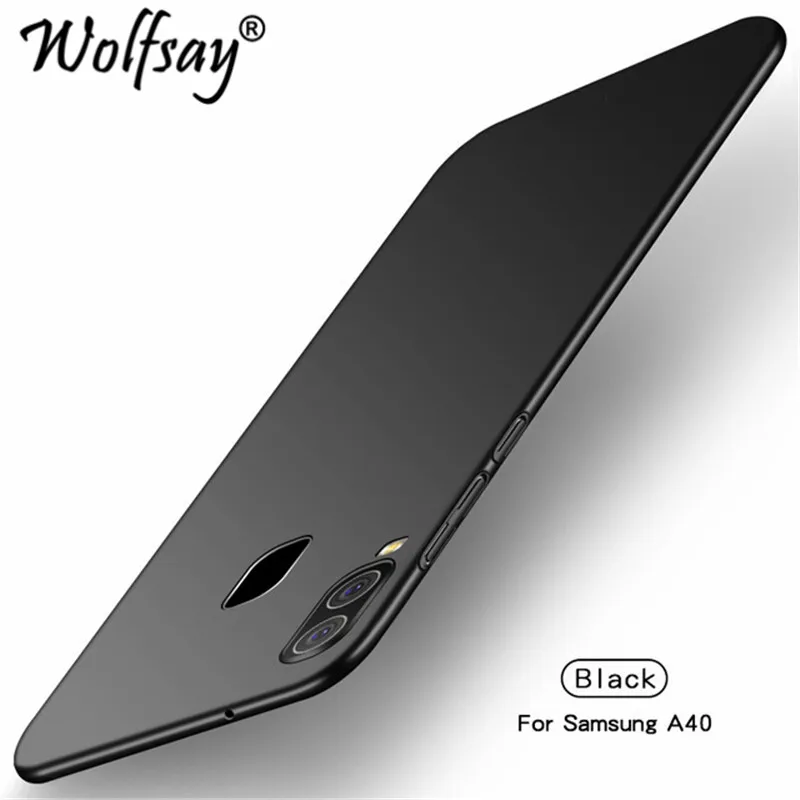 Чехол для samsung Galaxy A40, ультра тонкий чехол из поликарбоната, Твердый чехол для телефона, для samsung A40 A 40 A405F, чехол для телефона Wolfsay - Цвет: Black