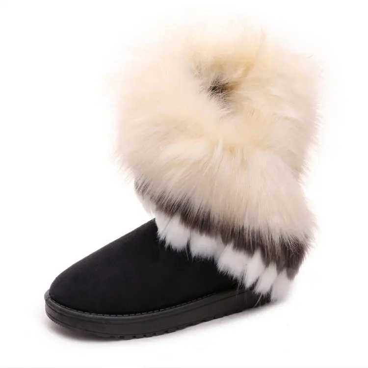 

Fur snow boots female 2019 winter new fox fur warm boots women's cotton boots