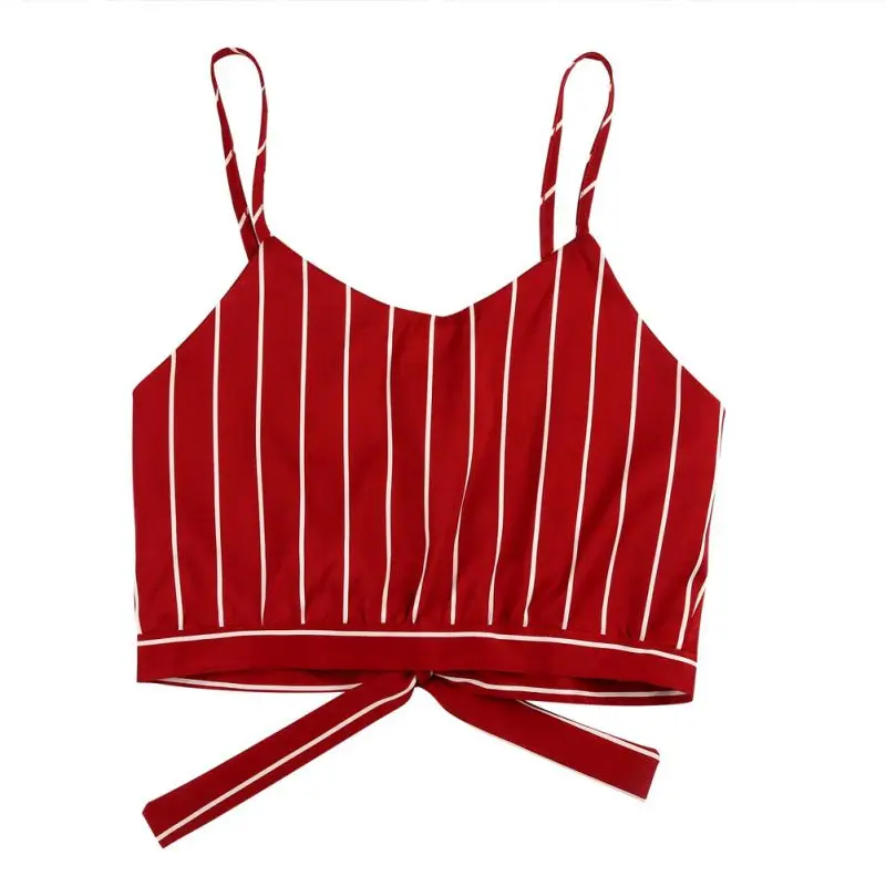 Cropped Striped Camisole Women Strap Slim Waist Sexy Camis 2018 Summer