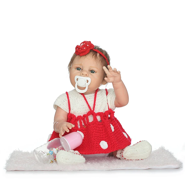 

20" 50cm Full Body Reborn Silicone babies dolls bebe alive blue/brown eyes girl for children Birthday Gift Present Bathe Toy