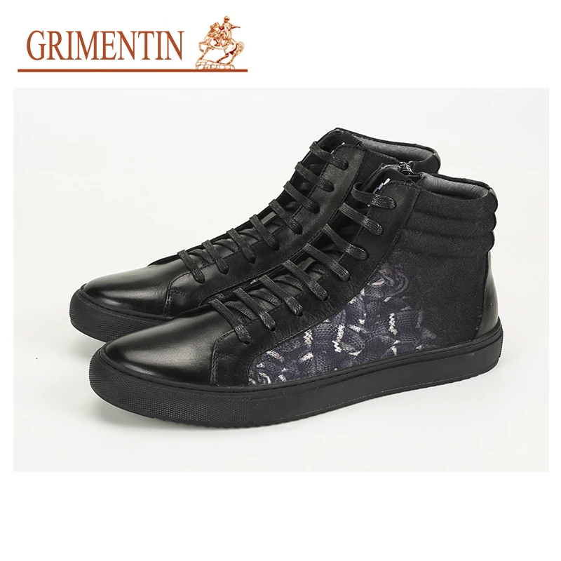 

GRIMENTIN brand male boots 2019 new fashion hihop men shoes high quality leather lace up ankle boots moccasins men shoes