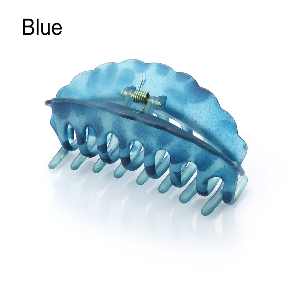 Hollow Out Hair Claw Clips Colorful Hairpin Women Scrub Black Plastic Carving Crab For Hair Large Size Hair Clamps New Fashion - Цвет: blue