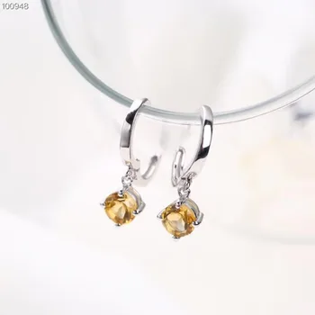 

wholesale trendy gemstone jewelry 925 sterling silver natural citrine yellow crystal stud earrings for women party anniversary