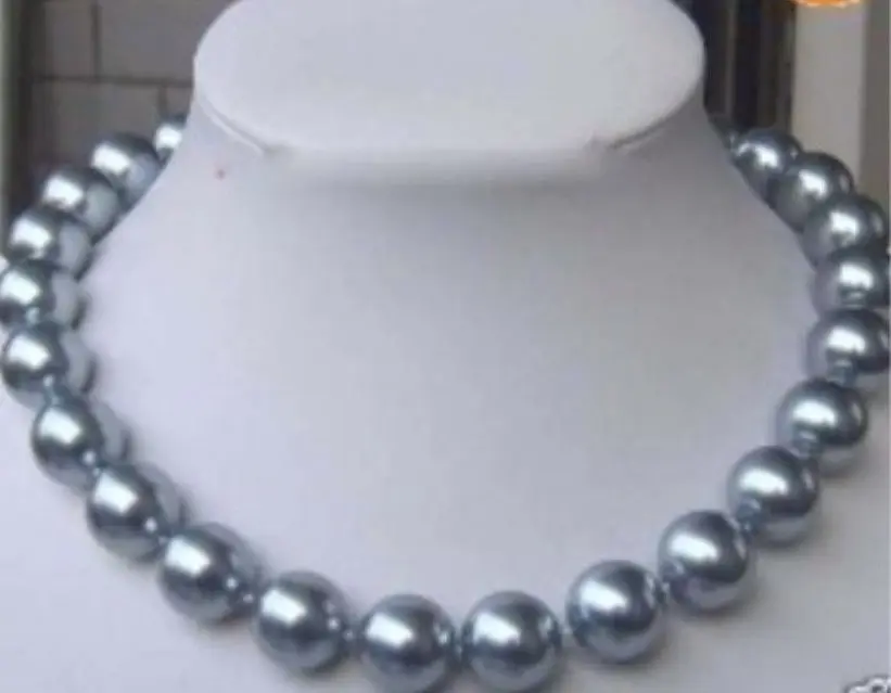 

10mm Silver Gray SOUTH SEA SHELL PEARL NECKLACE 18" AAA style Fine Noble real Natural free shipping