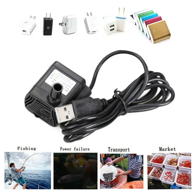 DC5V Ultra-quiet Mini USB Water Pump Submersible Aquarium Fish Tank Fountain Pond Circulating |