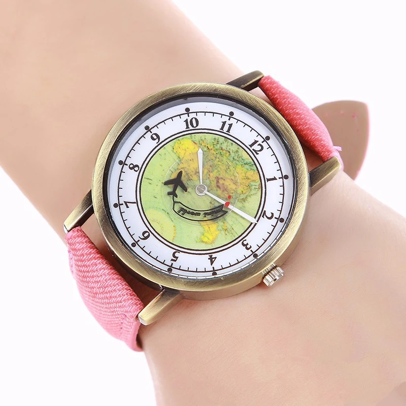

British style Fashion Ladies Unique Creative Watch Women Quartz Wristwatch Leather Casual Clock Hours Female airplane Dial Watch