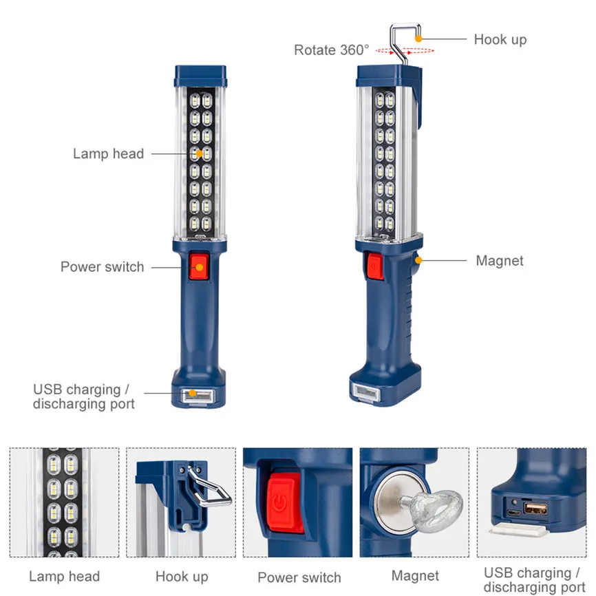 3,7 в 4000 мАч COB светодиодный рабочий свет USB фонарик для осмотра Магнитный ручной работы Garag аварийная лампа ремонт автомобиля Кемпинг лампа J#2