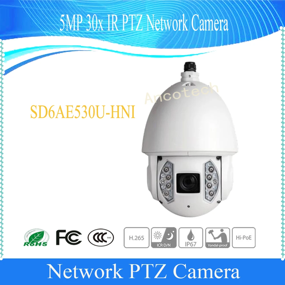 

DAHUA Outdoor IP Camera 5MP 30x Network IR PTZ Dome Camera IP67 IK10 H.265 encoding without Logo SD6AE530U-HNI