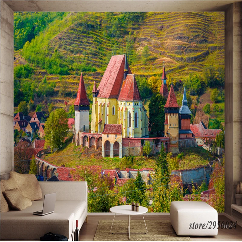 Wallpapers YOUMAN Photo Wallpaper Murals Customize Romania Castle 3d Photo Wall Paper Embossed Study Kitchen Interior Wallpaper