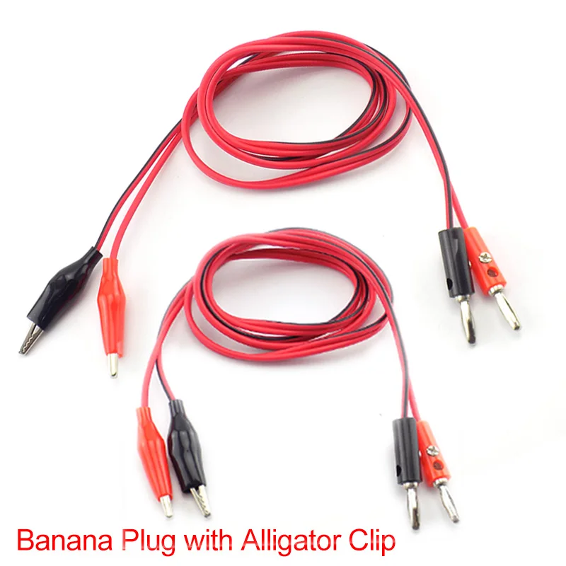 2 пары 4 мм 1 м кабель со штекером типа банан крокодил Электрический для AV Электрический зажим Тестовый Шнур разъемы провода для мультиметра