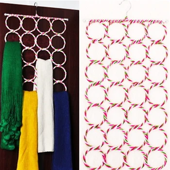 

1 PC Scarves Hoop Storage Hanger Multifunction Organizer 16 Holes Ring Shape Clothing Holder Home Use Folding Rack