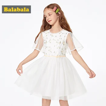 

BalabalaChildren girls dress princess dress mesh cotton summer 2019 new soft high quality girls clothing