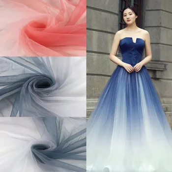 

3yards/lot Gradient printed mesh fabric Children's wear dress wedding performance clothing fabric Summer fabric