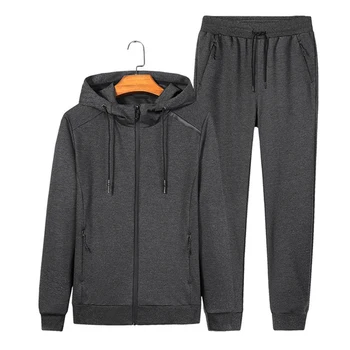 

Spring Autumn Men's Sporting Suit Sets Jacket Pants Sportswear Two Piece Set Men Zipper Hooded Tracksuit 6XL 7XL 8XL Wholesale