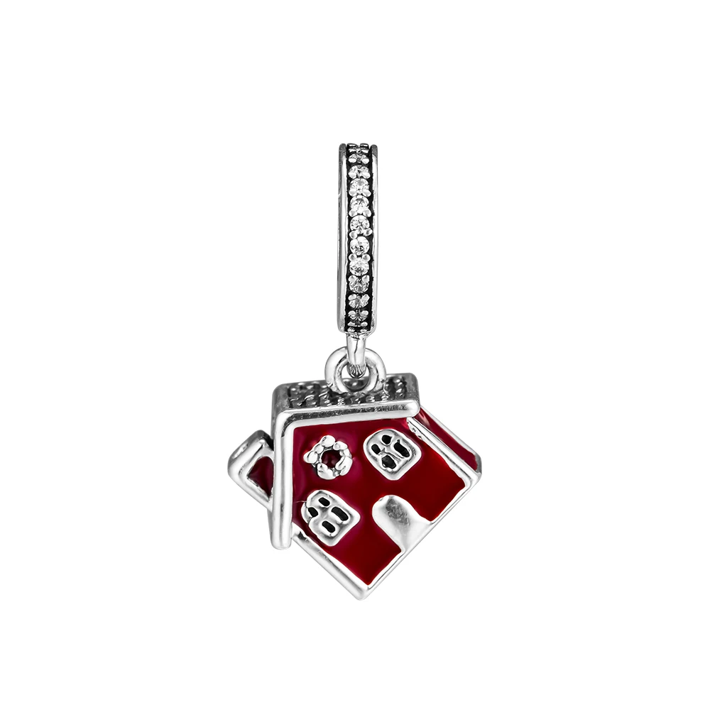 

Fits Europe Bracelet Cosy Christmas House Hanging Charm Beads for Jewelry Making 925 Sterling Silver Charms Bead Women Gift