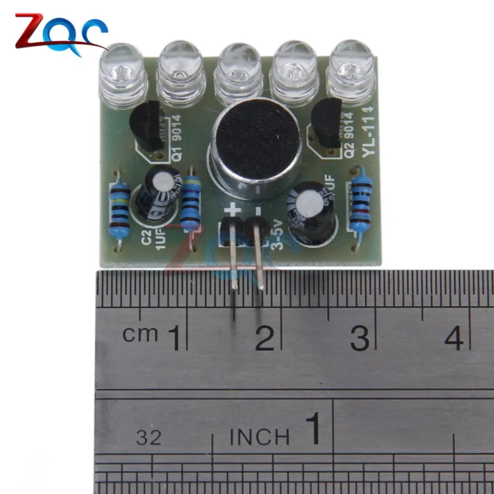 Напряжение постоянного тока 3-5,5 В светодиодный датчик мелодии звукового управления, электронный производственный комплект для самостоятельной сборки, материал FR-4 стекловолокном