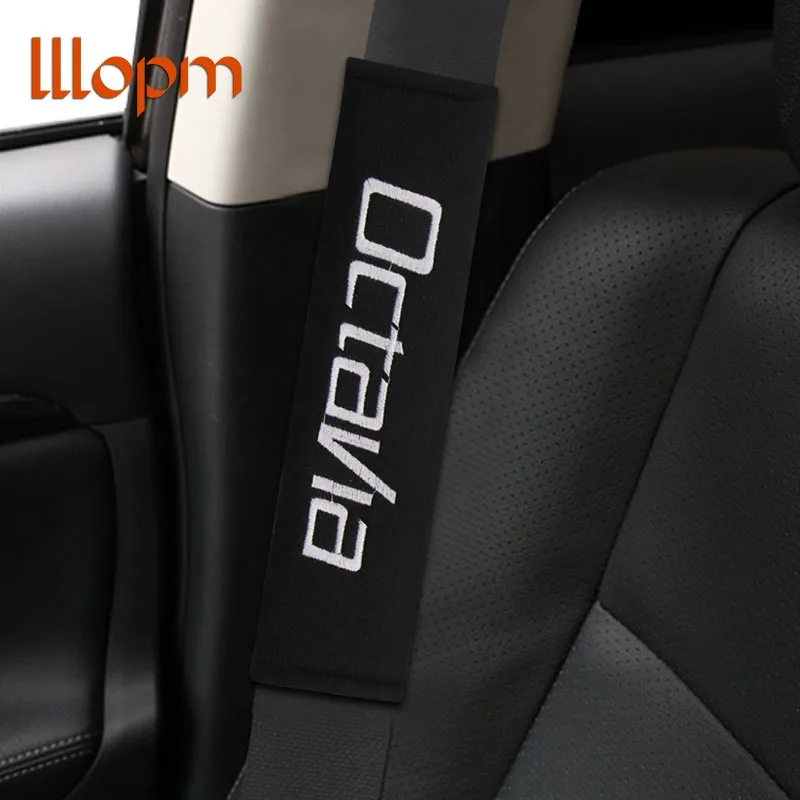 

1pcs excellent cotton shoulder pad Car badge Emblem seat belt cover for skoda VRS octavia Seat car styling car Accessories