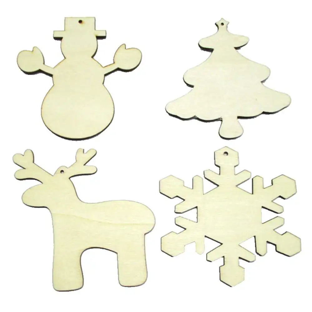 

10pcs/bag Blank unfinished Christmas crafts supply laser cutting wood to marry Christmas ornaments holiday decorations 171215