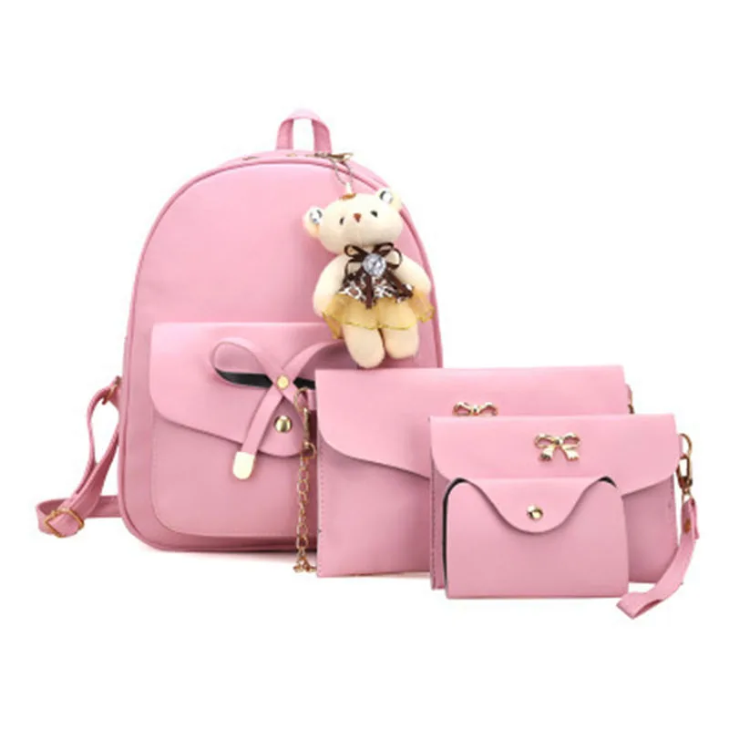 

RURU monkey 4Pcs Women Backpack Multifunctional Light And Handy Large Capacity Combination Bag Bagpack Mother-Child Casual Bag