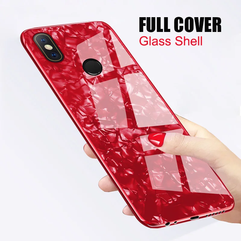 Hard Tempered Glass Shell Case Xiaomi Mi 8 Lite Mi8 Luxury Full Protect Silicone Back Cover A2 miA1 |