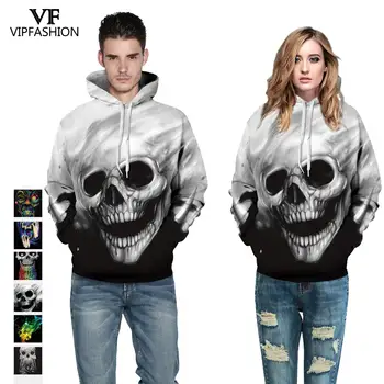 

VIP FASHION New 3D Printed Horror Skull Halloween Hoodies Cosplay Sweatshirts Polluvers Autumn Tops For Male