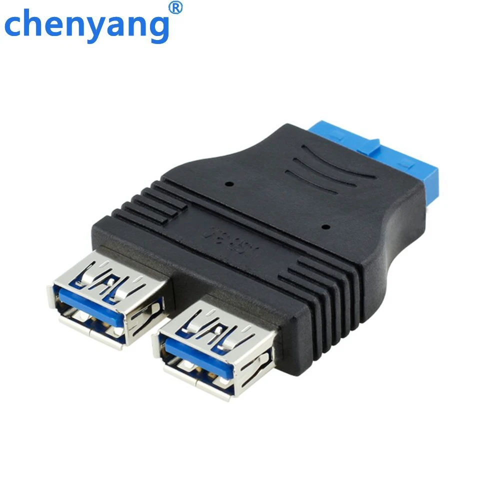 Черный Мини 2 портовый USB 3 0 A сверхскоростной переходник с женской на 20