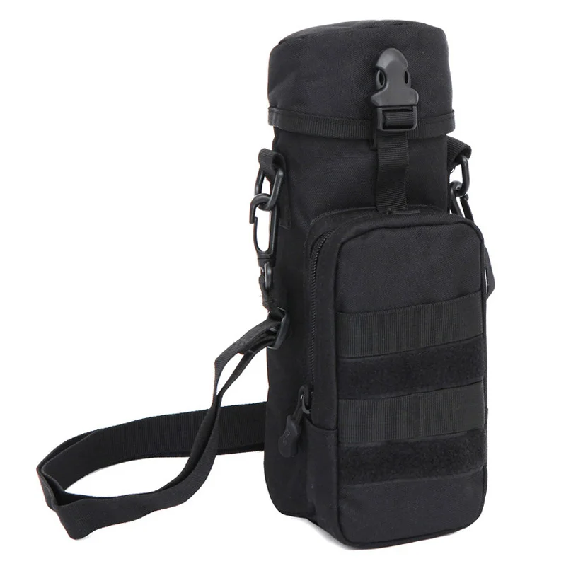 

Military Tactical Molle Kettle Pouch Water Bottle Holder Bag with Shoulder Strap Outdoor Pouches