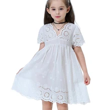 Белое платье для девочек повседневная одежда детское платье для дня рождения летние платья принцессы с короткими рукавами для девочек 6 8 9 лет