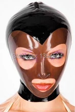 2016 New Arrival Bodystocking Bodysuit Latex Mask Hood Fetish Rubber black brown spliced Women Sexy Hoods Plus Size Hot Sale