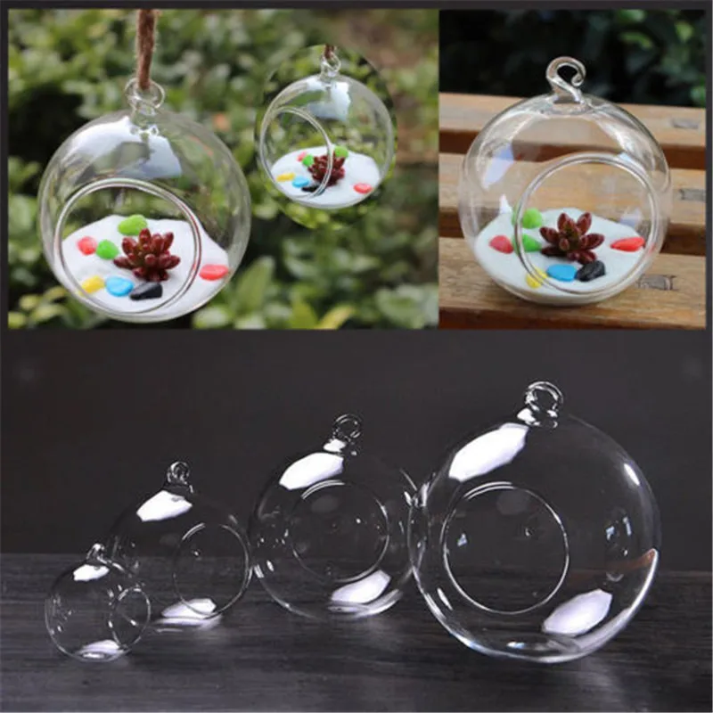 

8/10/15cm Hanging Glass Flower Planter Vase Bottle Terrarium Candlestick Decor Beautiful and convenient