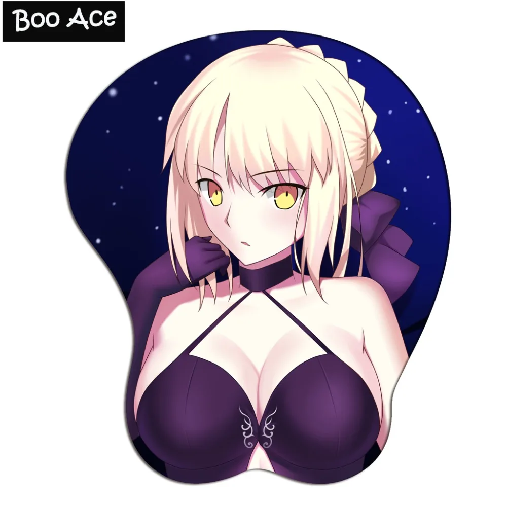 Коврик для мыши с рисунком Fate Saber альтер аниме 3D Oppai упор на запястье|wrist rest|mouse pad