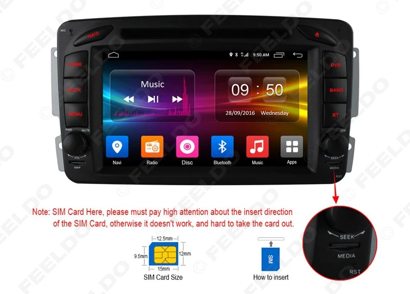 Cheap FEELDO 7" Android 6.0 (64bit) DDR3 2G/16G/4G Car DVD GPS Radio Head Unit For Mercedes Benz  CLK W209/A-Class W168/ G-Class W463 1