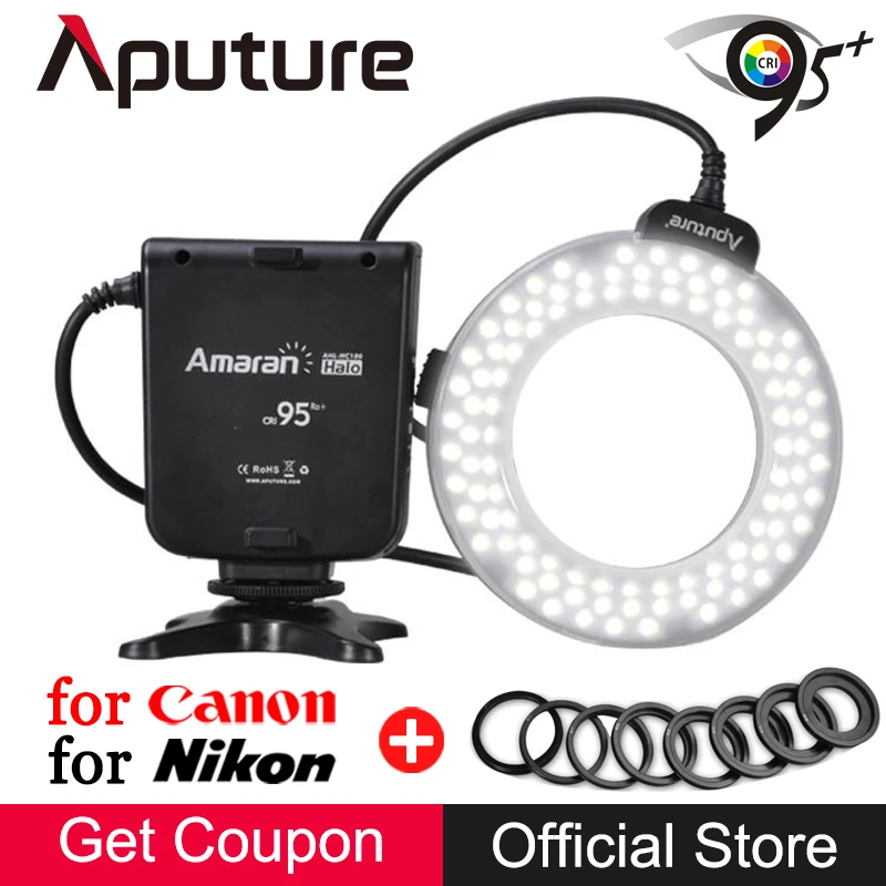 Aputure Amaran Halo AL H100 Macro Ring Flash СВЕТОДИОДНЫЙ свет AF Автофокус помощь CRI 95 + для Canon Nikon