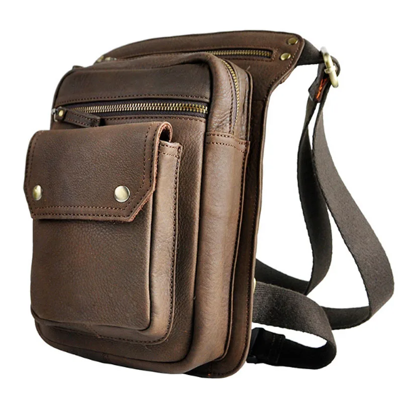 

Men High Quality Waist Drop Leg Bags Genuine Leather Vintage trend Waist Bag famous brand Cross Body Shoulder Pack