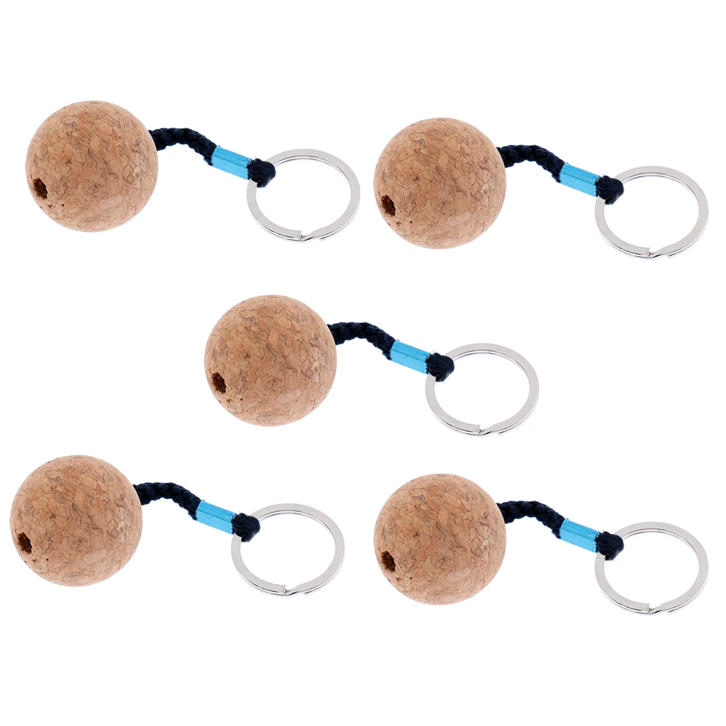 5PCS Cork Ball Buoyant Keyring Boat Marine Kayak Canoe Key Float Floatable Keychain Key Chain