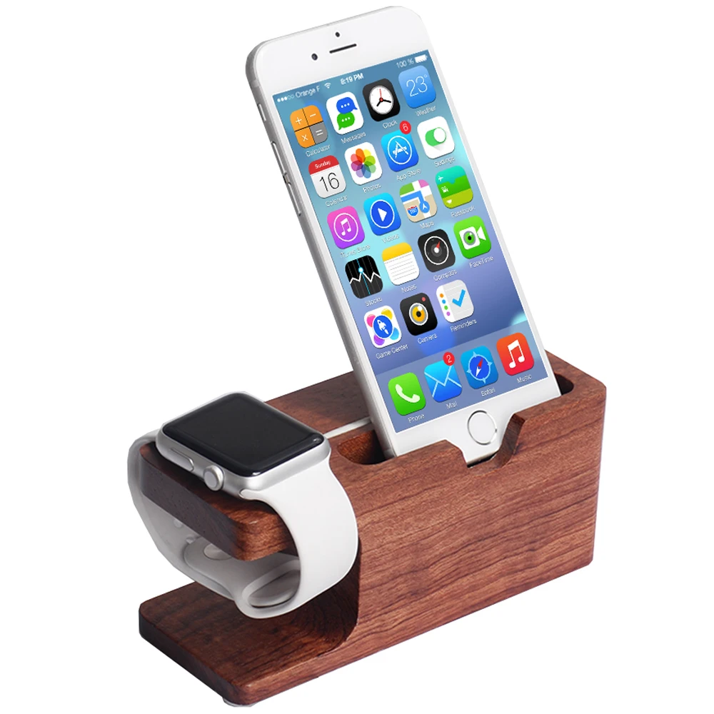 2 in 1 Data Charger Cable 100 Bamboo font b Wooden b font Charging Dock Stand