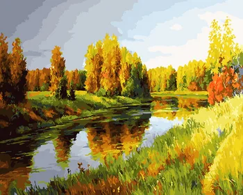 

Unframe diy picture oil painting by numbers paint by number for home decor canvas painting 5065cm field