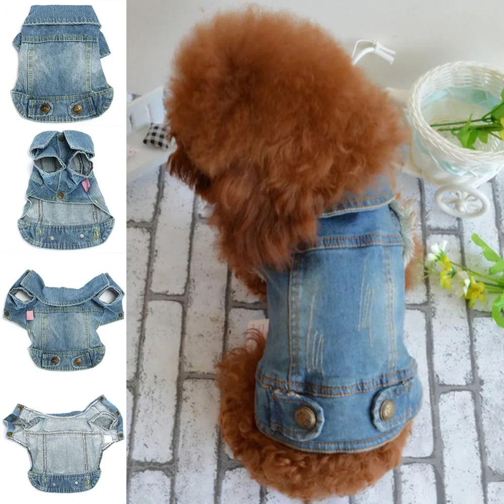 Одежда для собак винтажный поцарапанный персональный джинсовый жилет одежда для собак с капюшоном для маленьких собак осеннее пальто куртка для щенков одежда