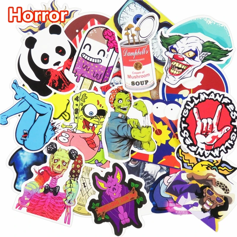 

Mixed 50 Pcs Horror Nausea Bloody Stickers for Graffiti Bike Laptop Fridge Skateboard Funny DIY Sticker Car Styling JDM Decals