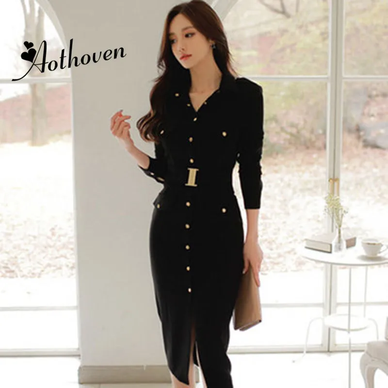 

2019 New Autumn Office Bodycon Bandage Dresses Elegant Women Black Dress V-Neck Long Sleeves Slim Sexy Party Midi Dress Vestidos