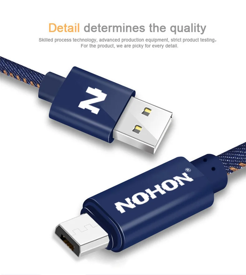 NOHON Micro USB кабель Android ковбойская ткань для samsung Xiaomi htc Nokia LG мобильный телефон быстрое зарядное устройство Синхронизация данных USB кабель