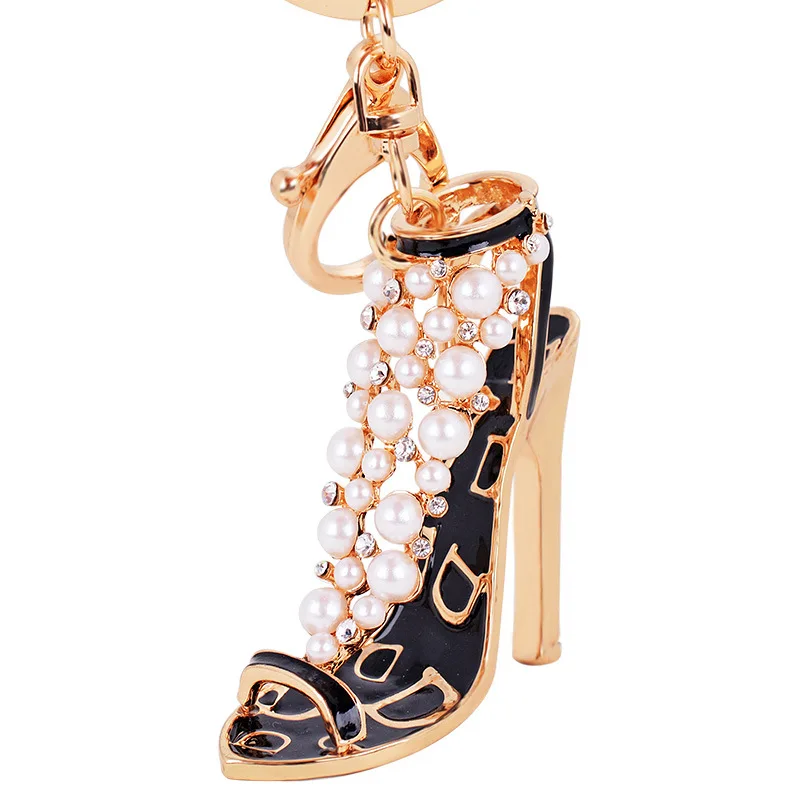 Fancy& Fantasy новые творческие подарки с туфлями на высоком каблуке шипованные брелок с жемчужинами многоцветный девушка кошелек цепочка для ключей для сумки - Цвет: black