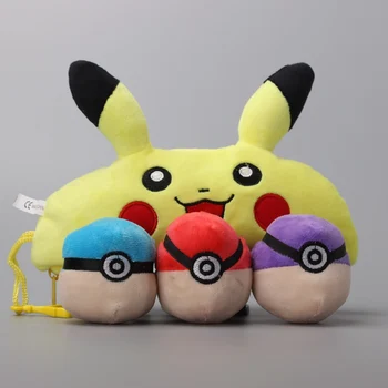 

Pikachu with 3 balls Cute Stuffed Plush Toys Kids Pencil Bag Case 22 CM
