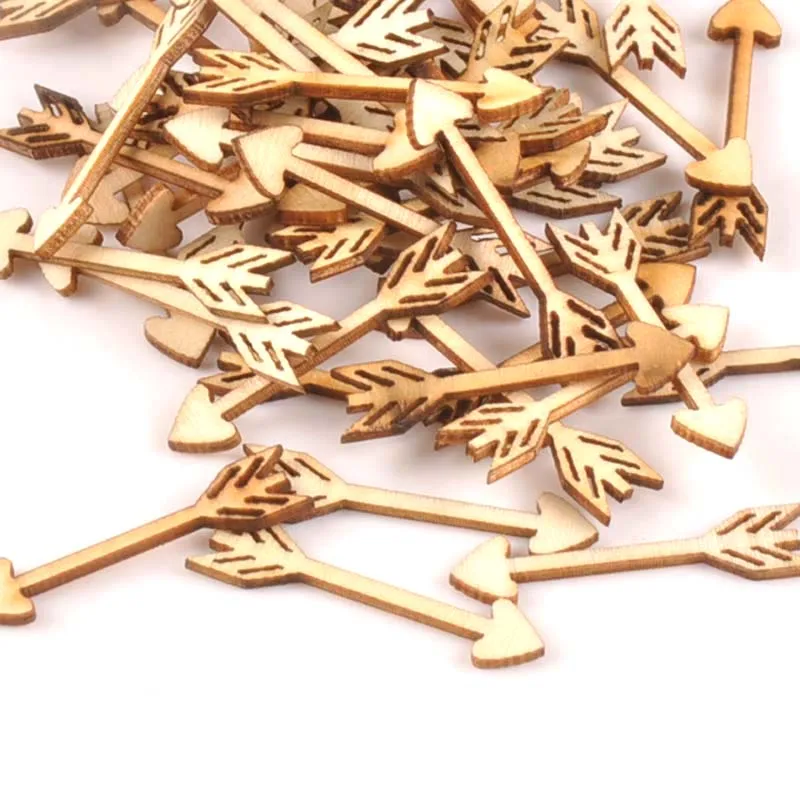 

50pcs 7x33mm Arrow Pattern Wood Slices DIY Crafts Scrapbooking Home Decoration Wooden Ornaments Embellishments Arts m1702