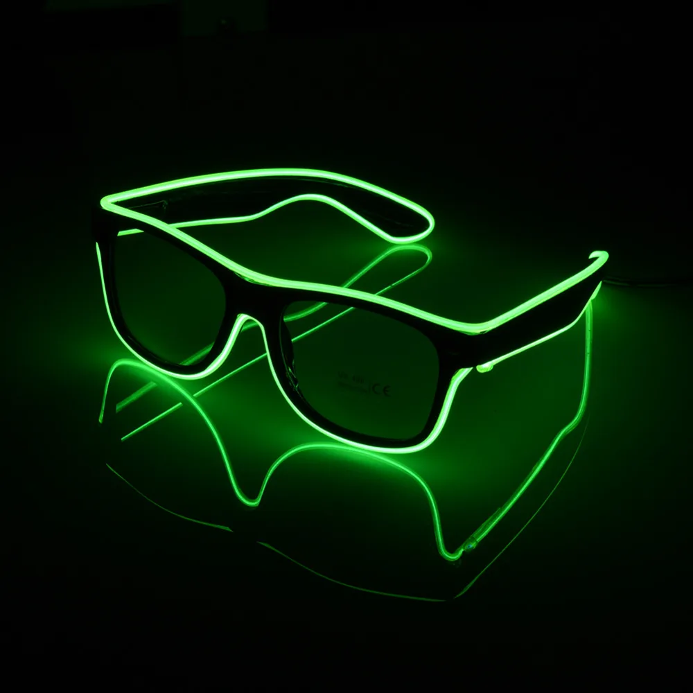 Мигает Очки EL Провода LED Очки светящиеся вечеринок Освещение новинка подарок яркий свет фестиваль партии Glow Солнцезащитные очки для женщин