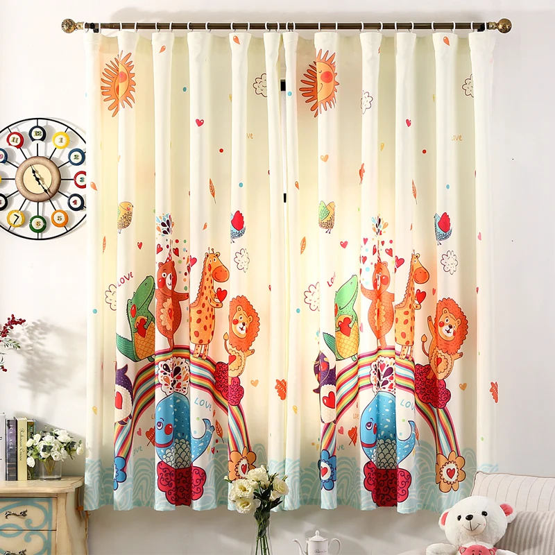Buy 3D Printed Animal Kingdom Cartoon Baby Curtains