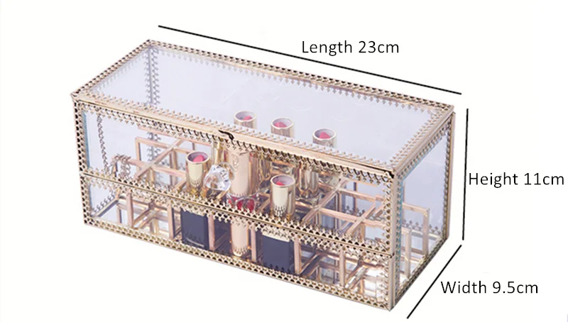 Европейский Золотое стекло коробка для помады восстановление ящик для хранения ювелирных изделий, 1 шт./лот