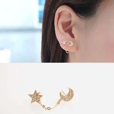 Us 099 The Stars And The Moon Bore Chains With One Ear Or Two Piercings In Stud Earrings From Jewelry Accessories On Aliexpresscom Alibaba Us 099 The Stars And The Moon Bore Chains With One Ear Or Two Piercings In Stud Earrings From Jewelry Accessories On Aliexpresscom Alibaba