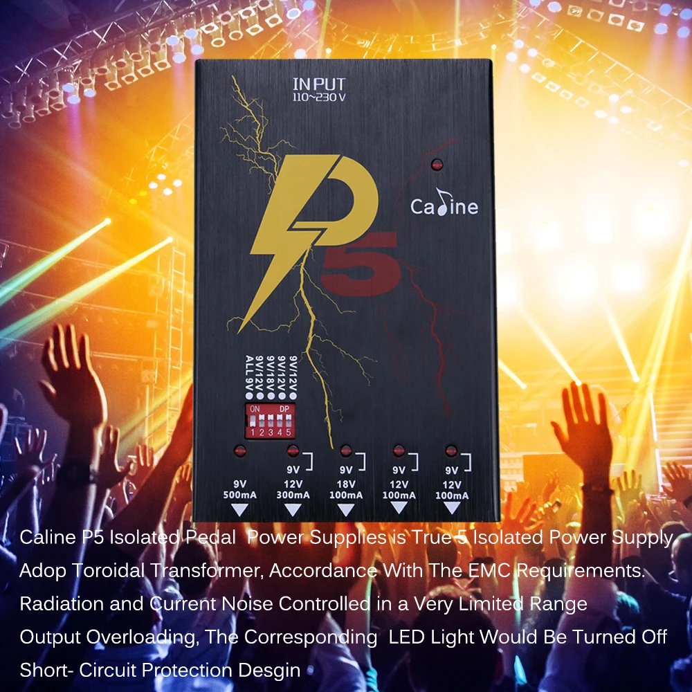 

New Arrival Caline P5 Power Supply True Isolated for Guitar effects 5 Isolated Outlets 110V-120V 220V-240V DC 9/12/18V