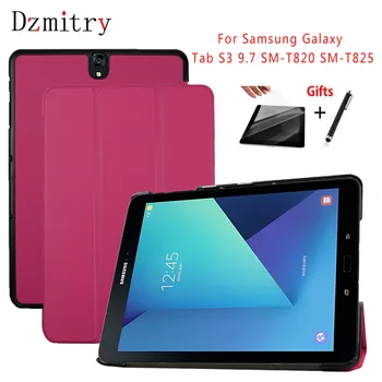 

Sumptuou PU Leather Auto Wake/Sleep For Samsung Galaxy Tab S3 9.7 SM-T820 T825 Tablet Ultra Slim case+protective film+Stylus pen